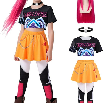 Girls Demon Pop Singer Hunters Costume 3-14 Years Stage Dance Idol Cosplay Outfit, Kids Halloween Costumes