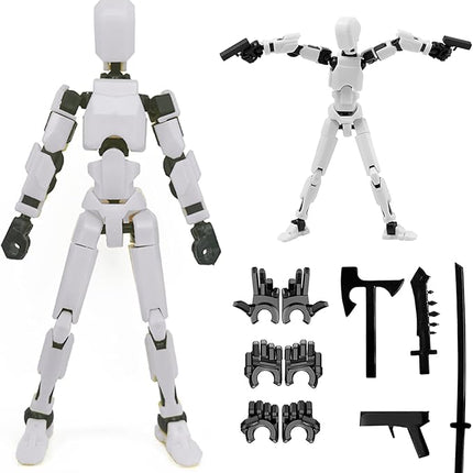 (Assembly Completed) 2025 New Titan 13 Action Figure Set,Lucky Robot 13 Action Figures,Multi-Jointed Movable Action Figure,Nova 13 Figure for Collectors Desktop Decorations(a-White)