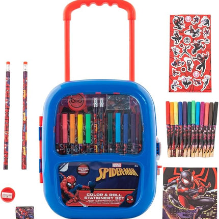 Marvel Spiderman Color and Roll Activity Set with Carrying Case, Stickers, & Art Supplies