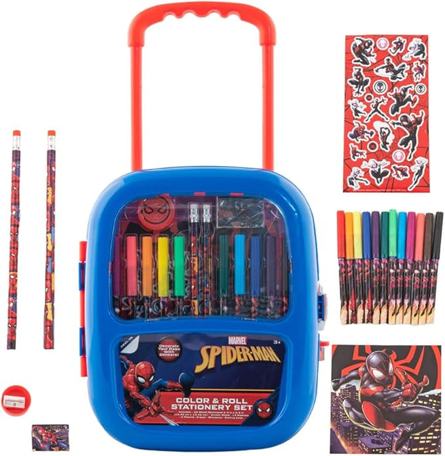 Marvel Spiderman Color and Roll Activity Set with Carrying Case, Stickers, & Art Supplies
