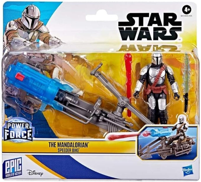 STAR WARS Epic World of Action The Mandalorian & Speeder Bike, 4-Inch Action Figure & Vehicle, Toys for 4 Year Old Boys and Girls & Up