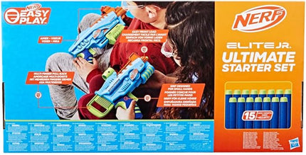 Nerf Elite Jr Ultimate Starter Set, 2 Easy Play Toy Foam Blasters, 15 Nerf Elite Darts, 2 Targets, Kids Outdoor Games (F6369)