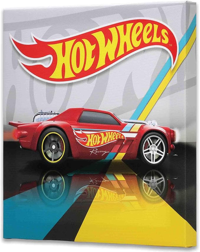 Mattel Hot Wheels Red Car Gallery Wrapped Canvas Wall Decor - Colorful Hot Wheels Wall Art for Kids' Bedroom or Play Room