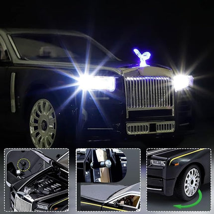 1/24 Diecast Car Model Rolls-Royce Phantom Toy Car, Alloy Collectible Phantom Replica Pull Back Model Car Vehicles with Sound and Light for Kids Boys Girls Birthday Gift