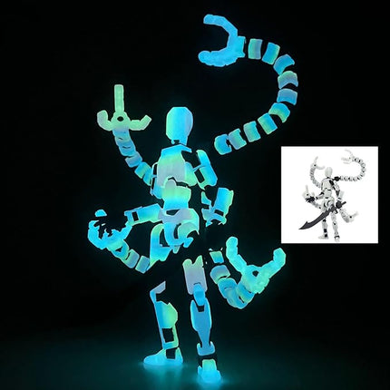 Assembly Completed T13 Action Figure,T13 Action Figure Multi-Jointed Movable,Ultimate Desktop Decor for Lovers t-13 Movability 3D Printed Toys (Black red, 7.2in)