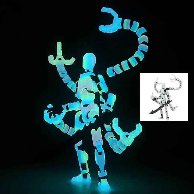 Assembly Completed T13 Action Figure,T13 Action Figure Multi-Jointed Movable,Ultimate Desktop Decor for Lovers t-13 Movability 3D Printed Toys (Black red, 7.2in)