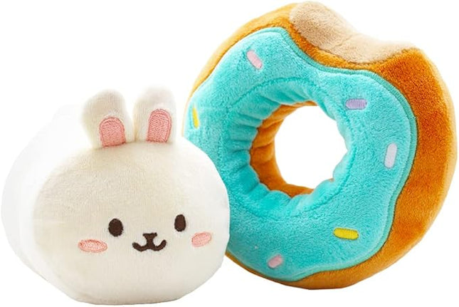Anirollz Bunniroll Plush in Donut Ring Outfitz – Kawaii Stuffed Animal with Removable Costume – Cute Squishy Plush Toy Gift for Girls & Kids