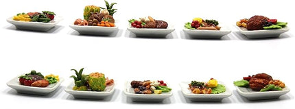 Lovely Mixed 5 Assorted Prime Meat Lovers Grilled, Steak, with Appetizer Dish Dollhouse Miniature Food, Tiny Food for Collectibles, Compatible with Barbie Dollhouse and Diorama Scale 1:6, 1/6