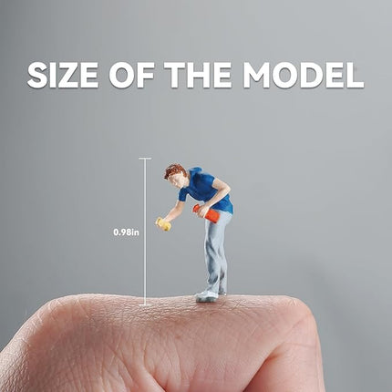 Painted Figure 1:64 Scale Mini Model Trains Architectural Plastic People Figures Standing Car Washer Figure Model,Suitable for Miniature Scenes(64189B)