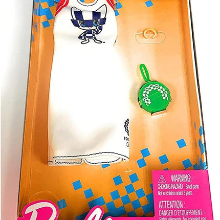 Barbie Clothes: Outfit Inspired by Olympic Games Tokyo 2020 Doll, Dress with Racquet-Shaped Purse and Watch, Gift for 3 to 8 Year Olds
