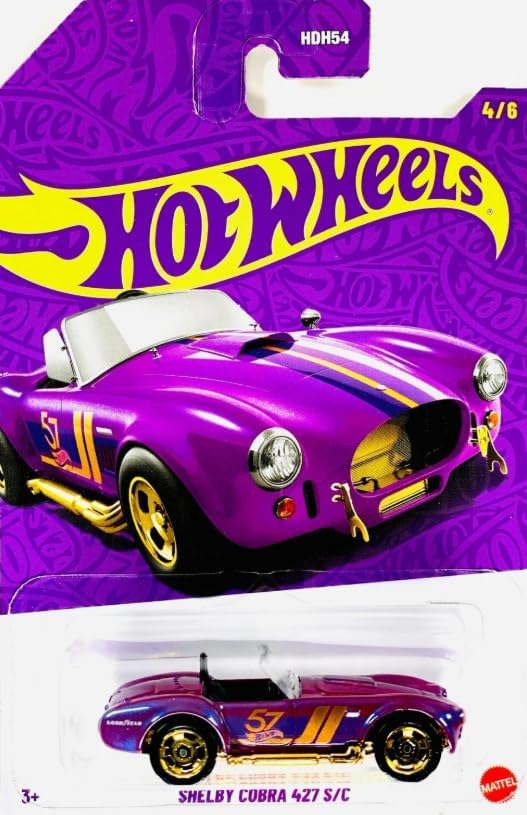 Hot Wheels Pearl & Chrome Shelby Cobra 427 S/C, Purple, 57th Anniversary Collection, 1:64 Scale Diecast Car