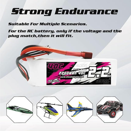 CNHL 2S Lipo Battery 2200mAh 40C 7.4V with T Plug for RC Car Truck Racing Truggy Buggy Boat RC Vehicles(2 Packs)