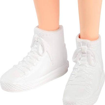 Barbie Fashionistas Doll #232 with Red Hair, Wearing Sporty “B” Jersey Top and Pleated Purple Skirt with Watch and Sneakers