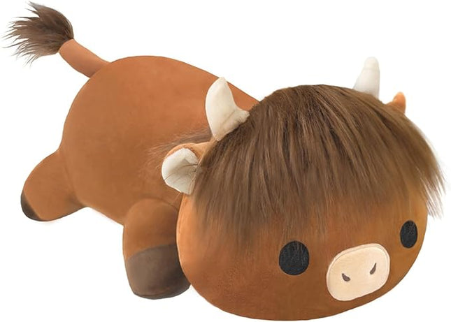 SQEQE Weighted Highland Cow Plush, Weighted Highland Cow Stuffed Animal, Cute Cow Plushies Soft Pillow Toy Gift for Kids Adults 23.6 Inch, 3.1 Lbs