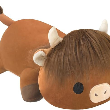 SQEQE Weighted Highland Cow Plush, Weighted Highland Cow Stuffed Animal, Cute Cow Plushies Soft Pillow Toy Gift for Kids Adults 13.8 Inch, 1.6 Lbs