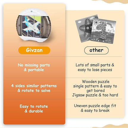 3D Rotating Puzzles for Kids 3 4 5 6 7 8 Year Old, 4 Puzzles in 1, Toddler Toy for Travel, Car, Airplane, Road Trip Activities, Fine Motor Skills, Fidget, Boys & Girls Gifts