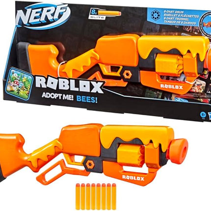 Nerf Roblox Adopt Me!: Bees! Lever Action Dart Blaster, Rotating 8-Dart Drum, 8 Elite Darts, Code to Unlock in-Game Virtual Item