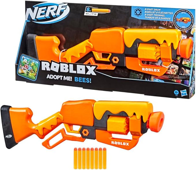 Nerf Roblox Adopt Me!: Bees! Lever Action Dart Blaster, Rotating 8-Dart Drum, 8 Elite Darts, Code to Unlock in-Game Virtual Item