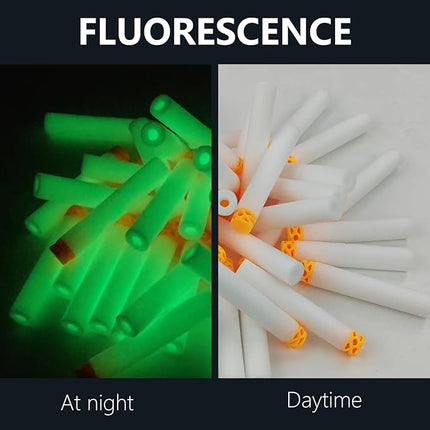 EKIND 100 Pcs Waffles Darts Refill Pack Foam Bullet Compatible for NERF N-Strike Series Blaster (Glow at Dark, White)