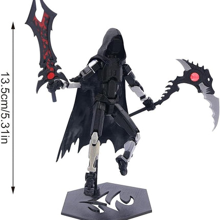 T13 Action Figure (Assembly Completed) Titan 13 Dummy 13 Action Figure Robot 13 Dummy 13 Figure 3D Printed Articulated Multi-Jointed Movable Robot Model (Grim Reaper-Gray)