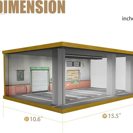1/24 Scale Die-cast Car Diorama Display Case with Clear Acrylic Cover and LED Lighting for Diecast Model Cars, Lego Speed Champions Cars, 3 Parking Space 86 Style (1/24-3P86)