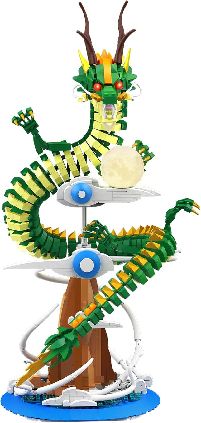 NUTCRACKER Dragon Building Blocks Set for Adult, Lighting Dragon Building Display Model with Light Ball, Cool Animal Dragon Toy Building Set, Easter Birthday Gifts for Boys Girls 14+ (1364 Pieces)