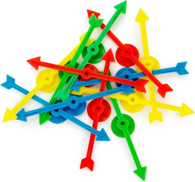 12-Pack of Arrow Game Spinners in 4 Rainbow Colors, 3 Arrows Per Color – Assorted Set of 4-inch Plastic Spinner Game Pieces for DIY Board Games, Replacement Pieces, Projects & Classroom Activities