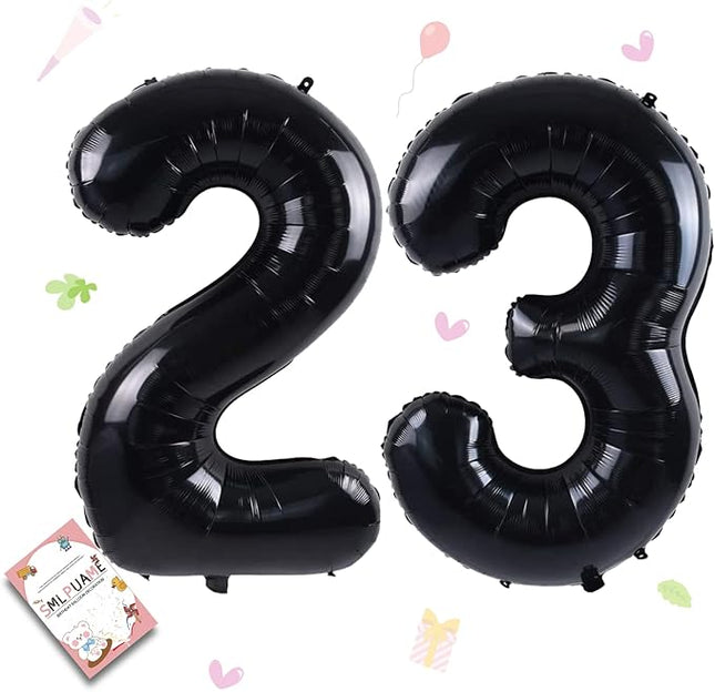 Smlpuame 40 inch Number Balloon 0-9 Black Large Number 23 Balloons,Digital Balloons for Birthday Party Celebration Decorations Supplies, Helium Foil Number Balloons for Wedding Anniversary