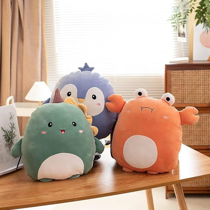 Soft Flat Purple Penguin Plush Hugging Pillow Cute Blue Penguin Stuffed Animal with Crown Plushies Toys Kids Anime Cushion for Birthday, Valentine's Day, Christmas...12 Inch