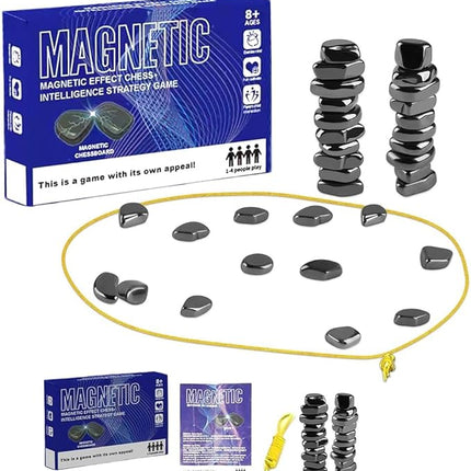Magnetic Chess Game with Stones，Magnetic Chess Strategy Game for Kids and Adults，Travel-Friendly Family Game for Parties and Home Use
