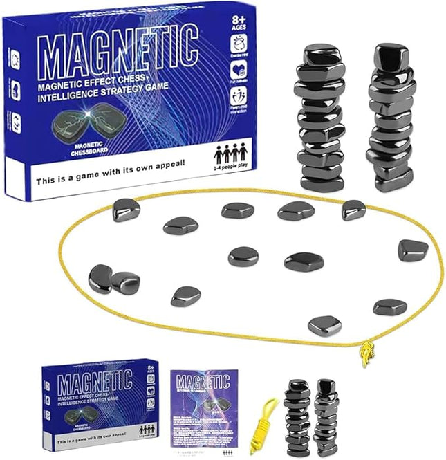 Magnetic Chess Game with Stones，Magnetic Chess Strategy Game for Kids and Adults，Travel-Friendly Family Game for Parties and Home Use