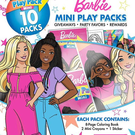 Barbie Play Packs | Barbie Party Favors Goodie Bags | Grab & Go Each with Coloring Book, 2 Mini Crayons, and a Barbie Sticker Sheet Goody Bag | Officially Licensed | 10-Pack