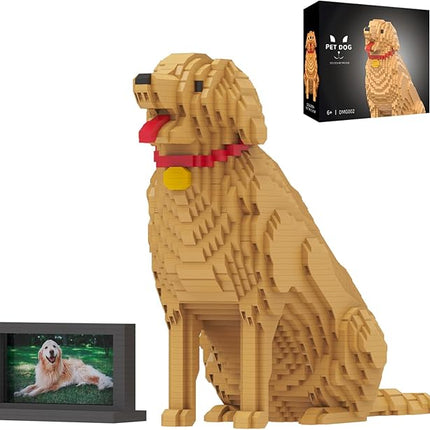 Animal Dog Adorable Pet Golden Retriever Micro Building Blocks Set with Secret Hidden Storage Box Inside! Ideal Toy for Dog Lovers, Kids & Adults.