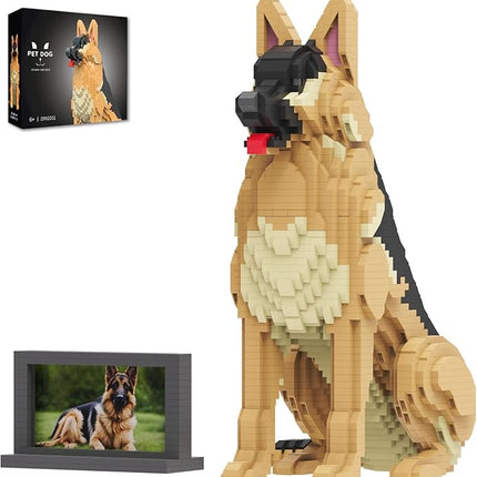 Animal Dog Adorable Pet German Shepherd Building Block Set - Secret Small Storage Box Inside! Ideal Toy for Dog Lovers, Kids & Adults