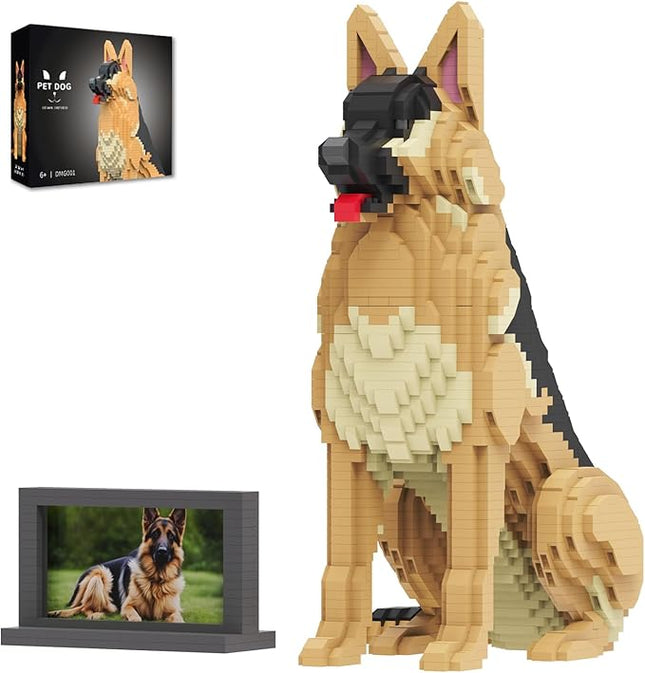 Animal Dog Adorable Pet German Shepherd Building Block Set - Secret Small Storage Box Inside! Ideal Toy for Dog Lovers, Kids & Adults