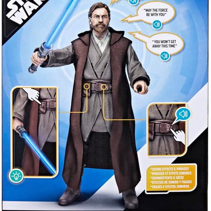 STAR WARS Galactic Action OBI-Wan Kenobi, 12-Inch-Scale Action Figure, Interactive Toys, Toys for 4-Year-Old Boys and Girls