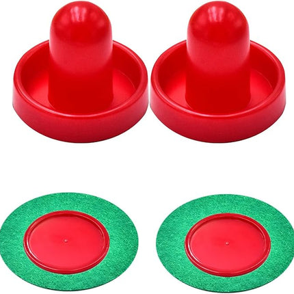 2 Red Air Hockey Pushers and 2 Red Pucks, Mini Air Hockey Pushers and Air Hockey Pucks Great Goal Handles Pushers Goal Handles Paddles Replacement Accessories (76mm)