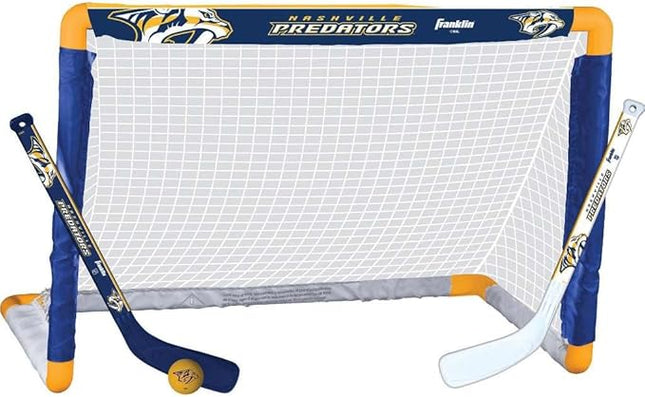 Franklin Sports NHL Mini Hockey Set - Kids Indoor Knee Hockey Goal, Ball, + 2 Stick Combo - Youth Team Indoor Toy Set - Official - Ages 3+