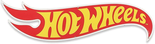 Mattel Hot Wheels Flame Logo Metal Sign - Large Hot Wheels Sign for Kids' Bedroom, Man Cave or Garage