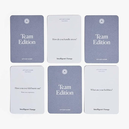 Intelligent Change Teams Get Closer Question Game, Conversation Cards for Team Culture and Bonding, Fun Talking Card Game for Colleagues, Icebreaker Activity 52 Question Cards