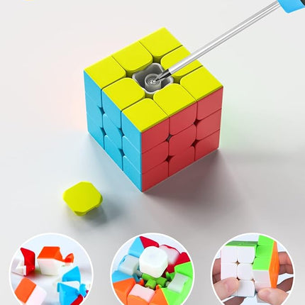 Vdealen Speed Cube Set, 2x2x2 3x3x3 Pyramid Magic Cube Set, Puzzle Cube Toys Birthday Party Christmas Stocking Stuffers Gift for Kids Teens Adults(Stickerless)