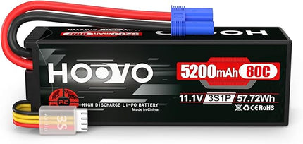 HOOVO 3S 11.1V Lipo Battery 5200mAh 80C Hard Case Battery with EC5 Connector for RC Car Boat Truck Heli Airplane UAV Drone FPV Racing