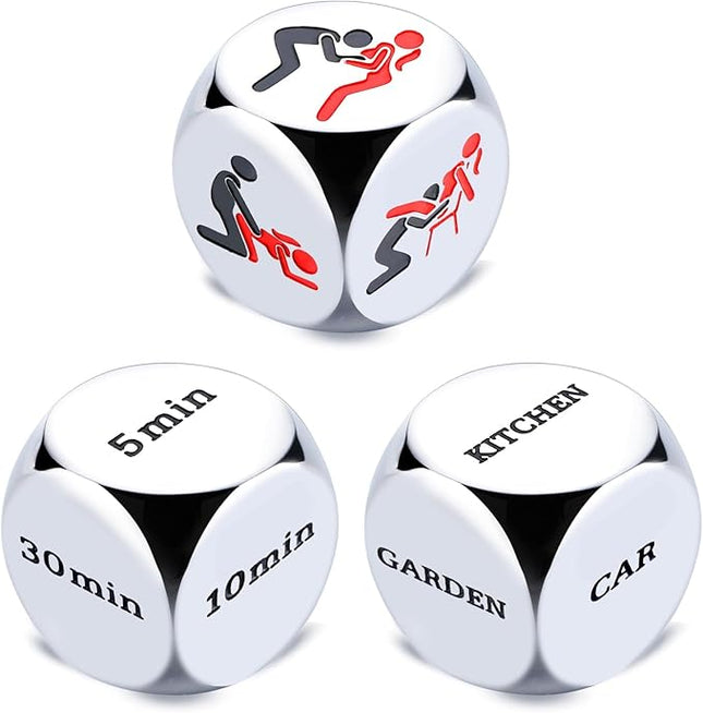 3 Pcs Sex Dice Anniversary Date Night Gifts for Couples Him Her Couple Gifts for Boyfriend Girlfriend Stocking Stuffers Christmas Birthday Gifts for Husband Wife Men Women White Elephant Gifts