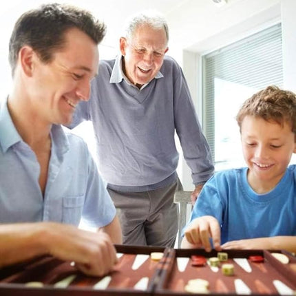 Get The Games Out Backgammon Set, Classic Board Game Case, 2 Players, Includes Strategy & Tip Guide, Perfect for Parties and Family Game Nights - Small, Black