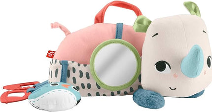 Fisher-Price Newborn Toy Planet Friends Tummy Time Roaming Rhino Plush with Sensory Activities for Babies Ages 0+ Months