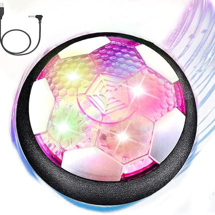 VNVDFLM Hover Soccer Ball Toys for Boys, LED Light Soccer Balls with Soft Foam Bumpers﻿, Indoor Outdoor Air Floating Hover Ball Football Game Kids Gifts Toys for Age 3-12 Year Old Boys Girls（Purple