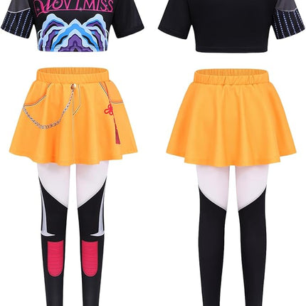 Girls Demon Pop Singer Hunters Costume 3-14 Years Stage Dance Idol Cosplay Outfit, Kids Halloween Costumes