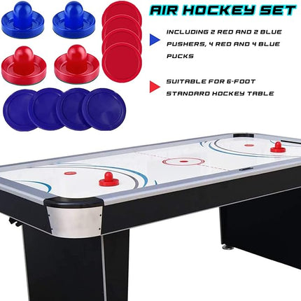 Upgraded Air Hockey Pucks and Paddles- 4 Red & 4 Blue Pucks, 2 Red & 2 Blue Paddles - Thicker 0.13inches and Heavier Design for Better Stability on Air Hockey Table