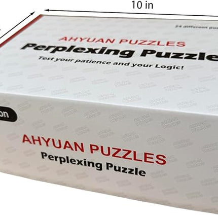 AHYUAN 24 Packs Large Metal Puzzles Brain Teaser IQ Wire Puzzles with Individual Backside Solution Paper Box Gift Package Educational Puzzle Games Toys Magic Trick Toy Party Favors for Kids Adults