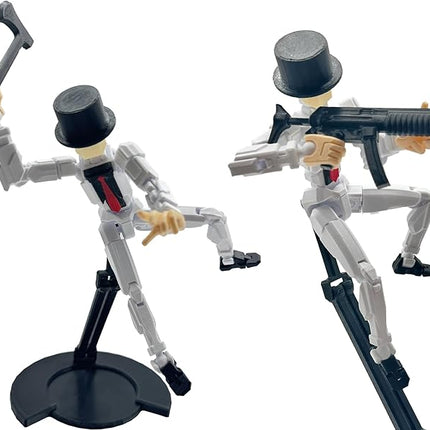 3D Printed 8.13-inch Action Figure Dummy-Mici20, Full Body Mechanical Movable Toy, Multiple Accessories, Desk Decoration (3 HandsType, Bracket, Weapons, Armour) (White)